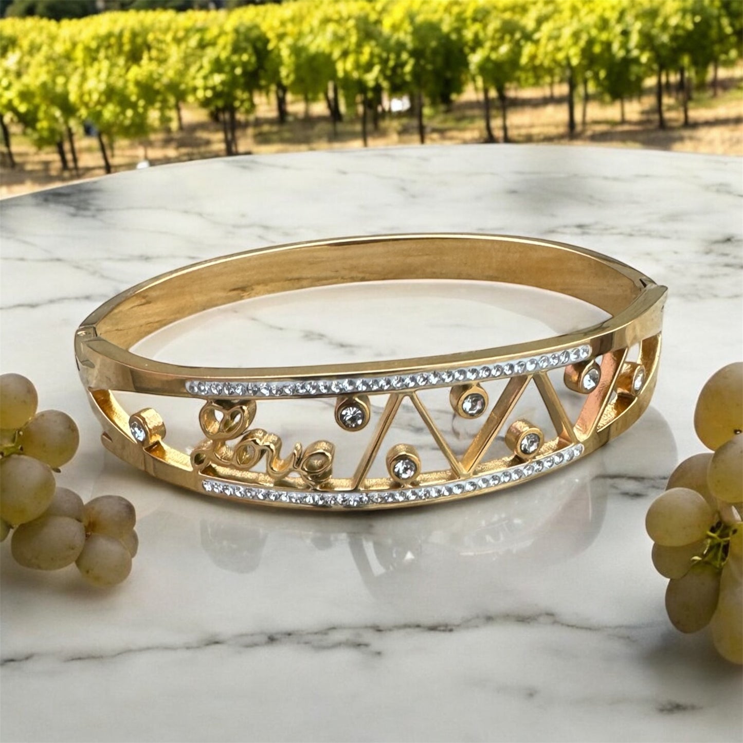 Golden AD Embedded Stainless Steel Bracelet