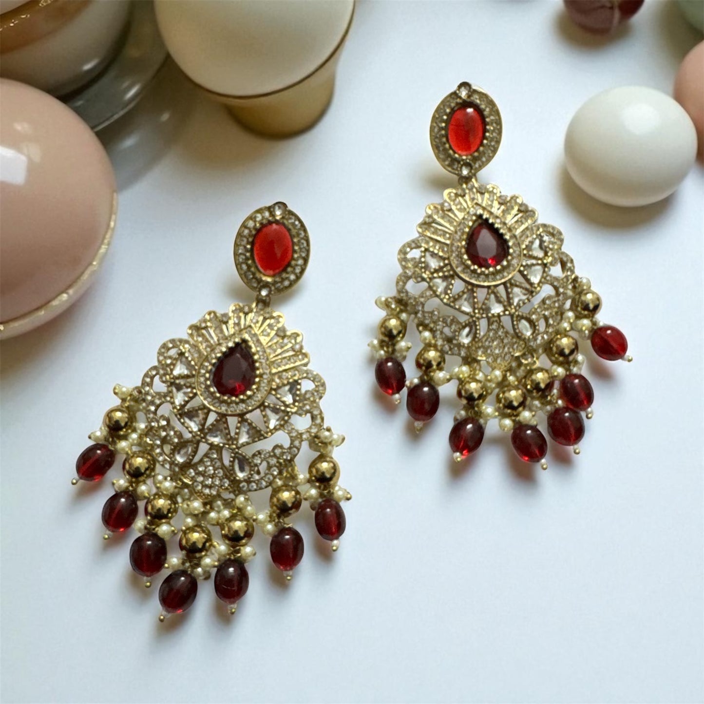Devi Red Chandbali