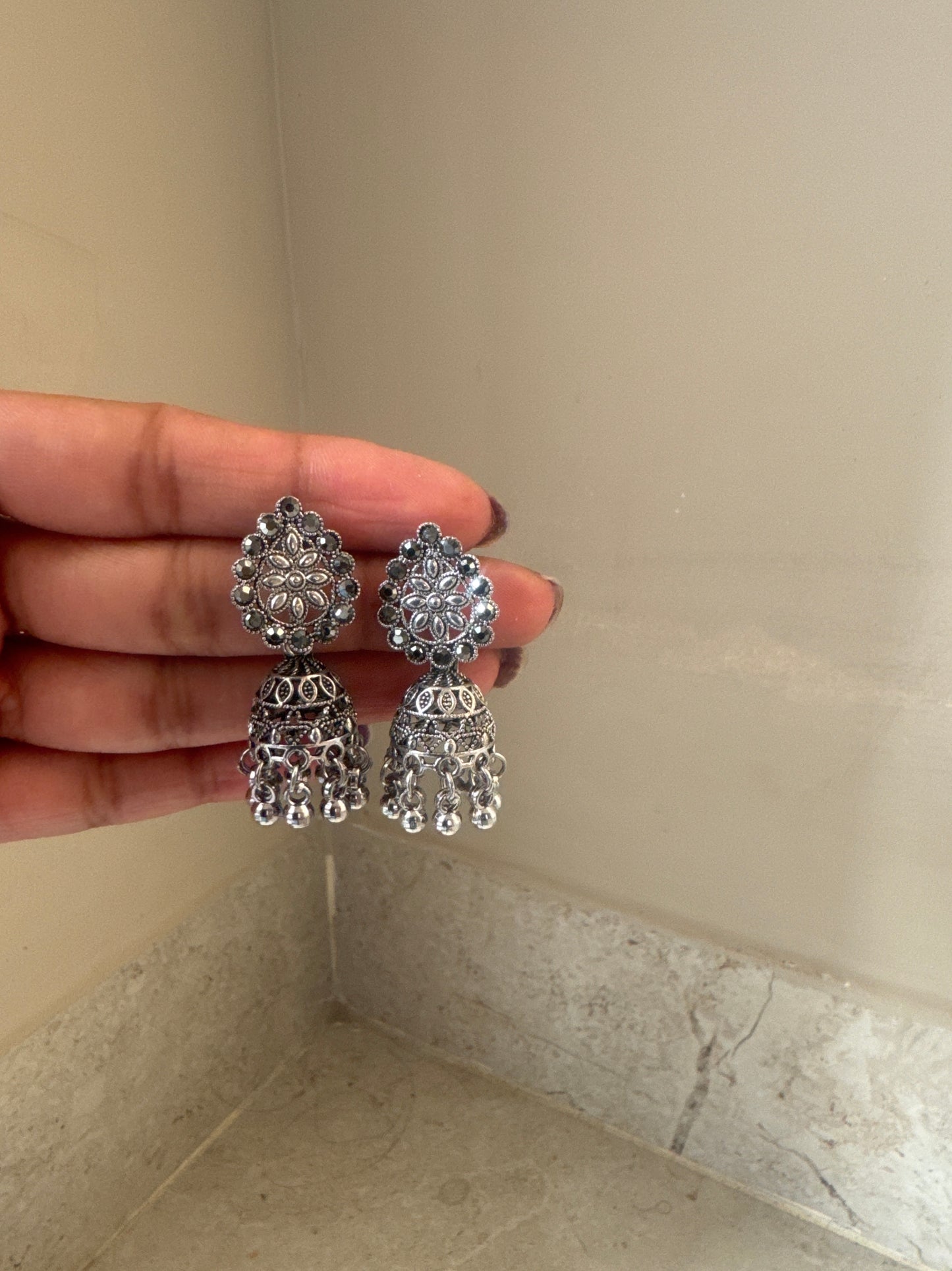 Oxidised Wavy JHUMKA