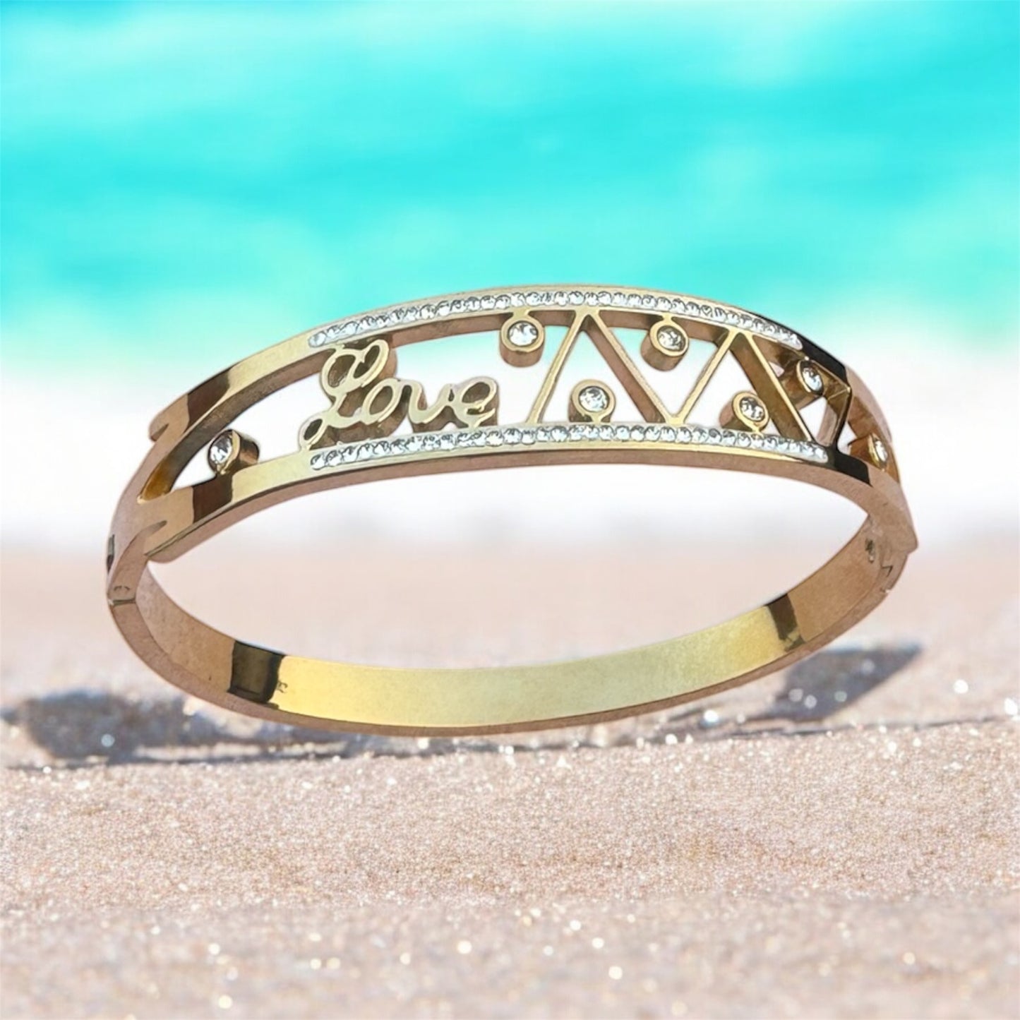 Golden AD Embedded Stainless Steel Bracelet