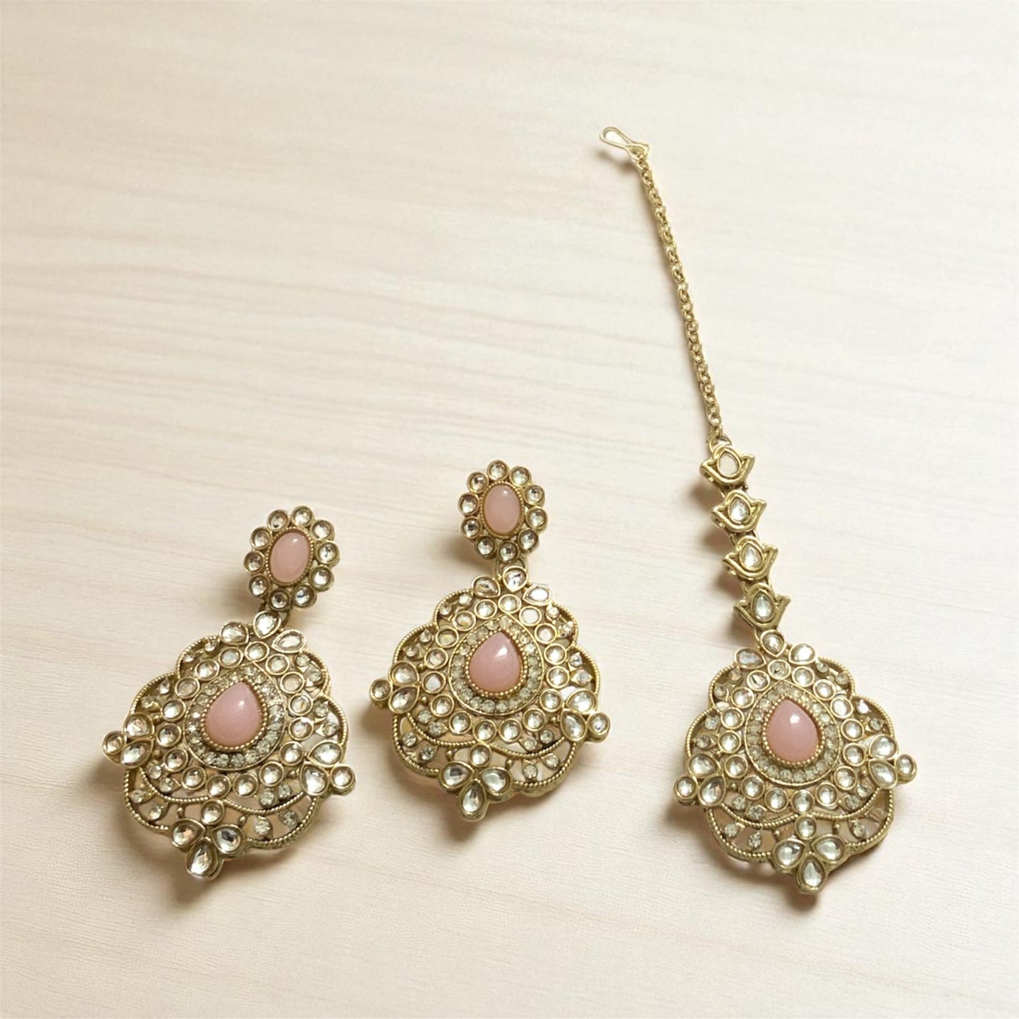 Blush Pink Kundan Jewellery Set