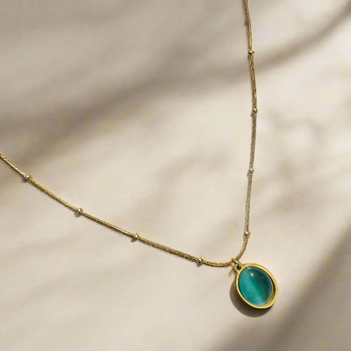 Teal Blue Stone Necklace