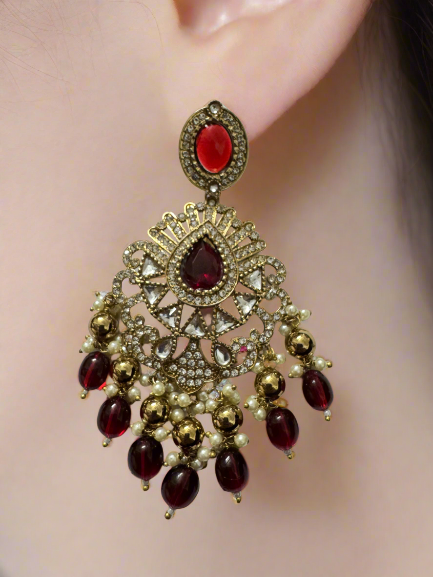 Devi Red Chandbali