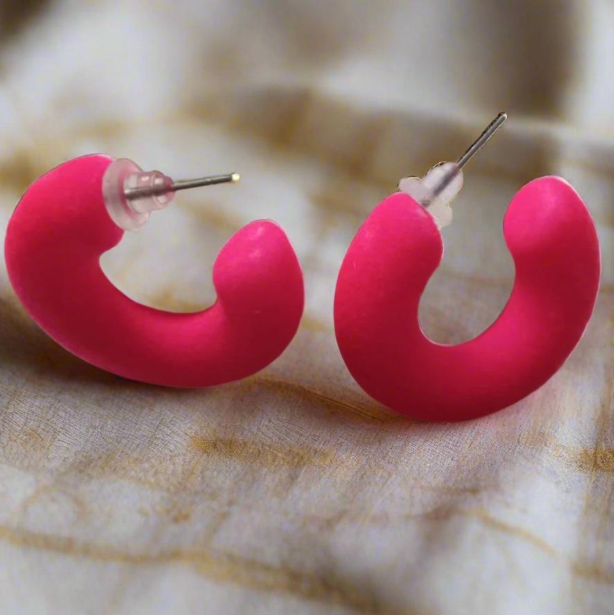 Pink Velvet Hoop Earrings