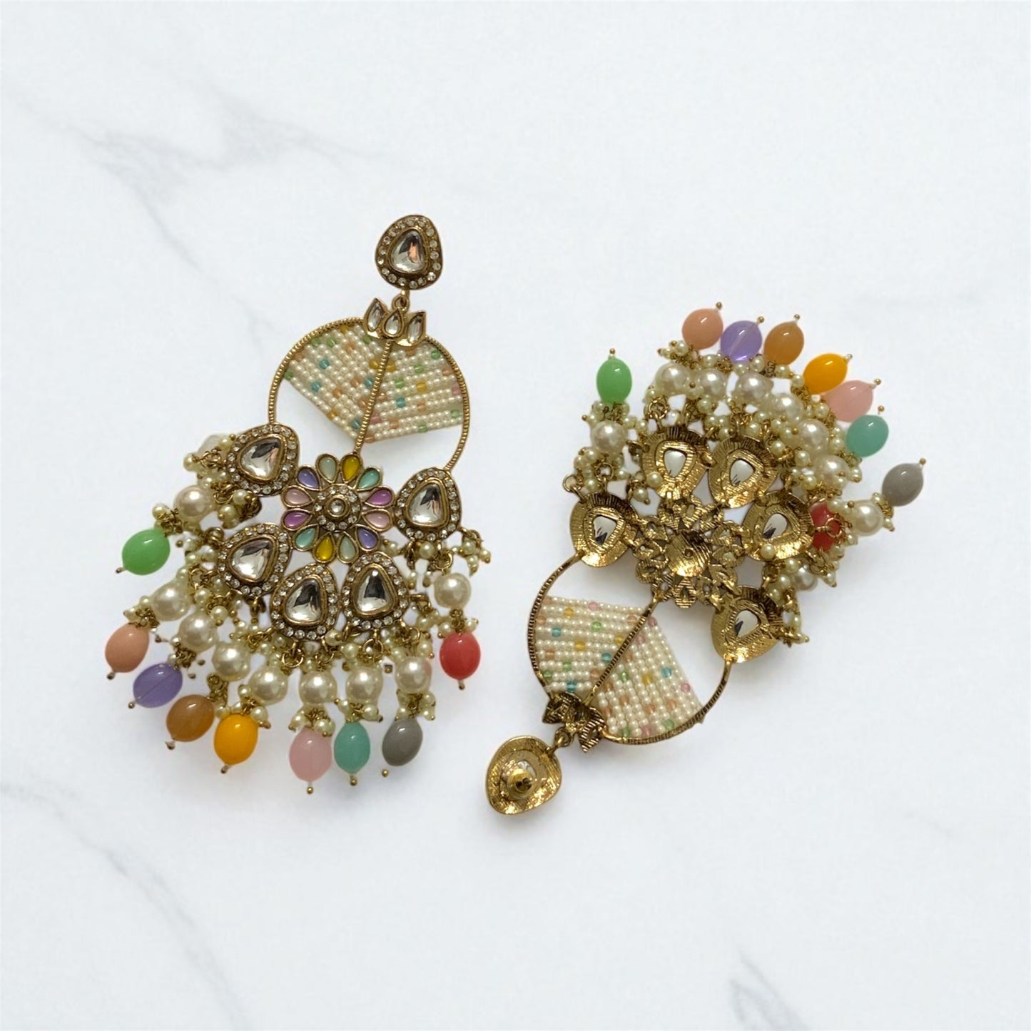 Ivory Multicolour Pearl Chandbali