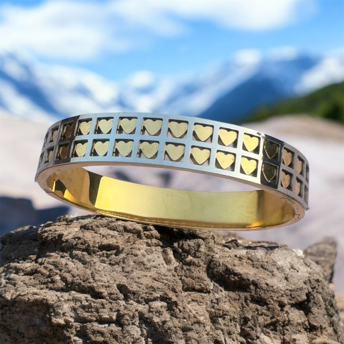 Stainless Steel Bracelet with Little Hearts