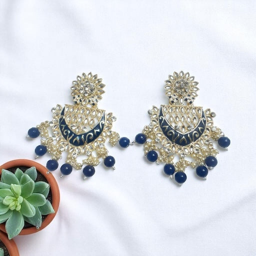 Royal Blue Meenakari Chandbali
