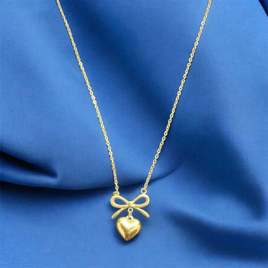 Bow Heart Chain Necklace
