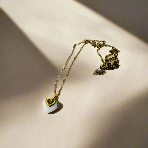 Enamel White Heart Necklace
