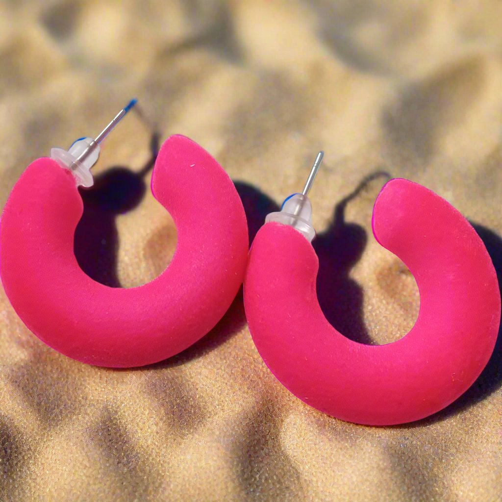 Pink Velvet Hoop Earrings