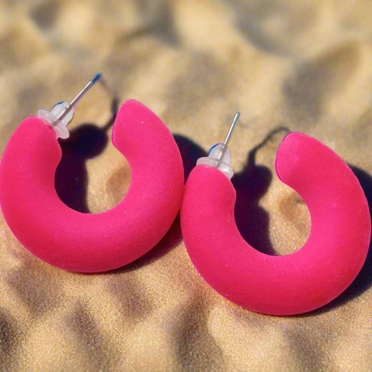 Pink Velvet Hoop Earrings