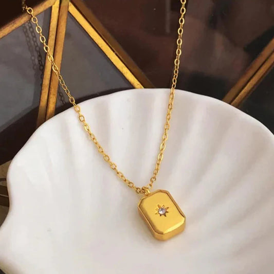 Brick Stone Embedded Necklace