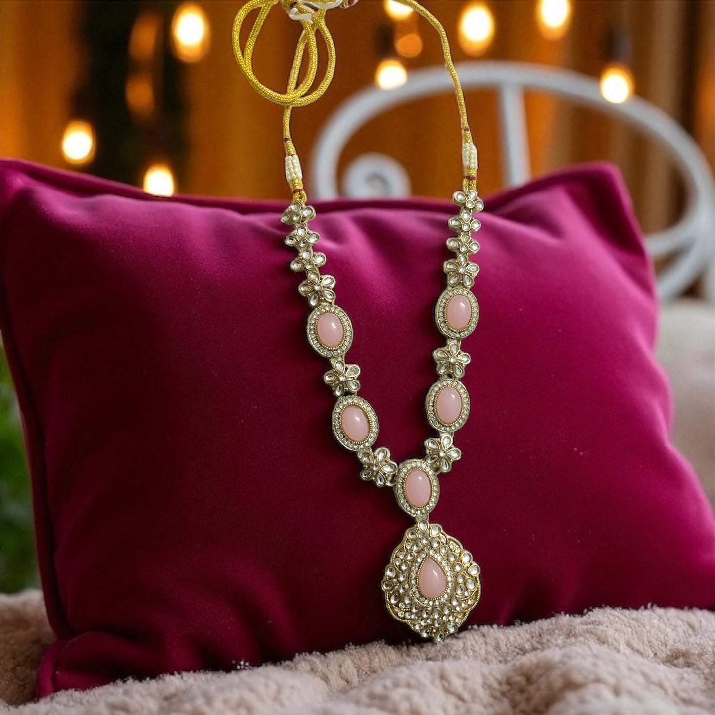 Blush Pink Kundan Jewellery Set