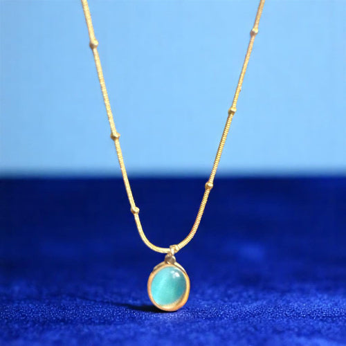 Teal Blue Stone Necklace
