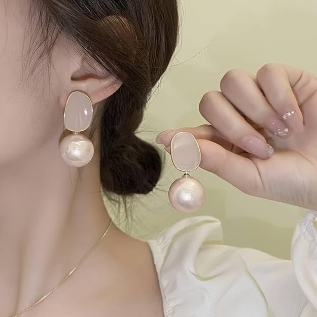 Pink Pearl Drop Earrings