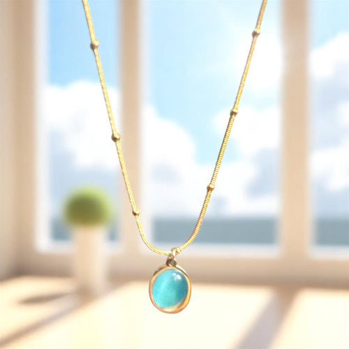 Teal Blue Stone Necklace