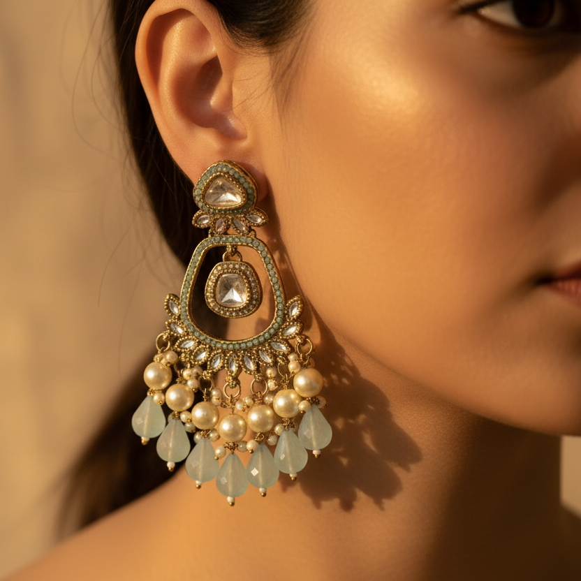 Turquoise Blue Chandbalis