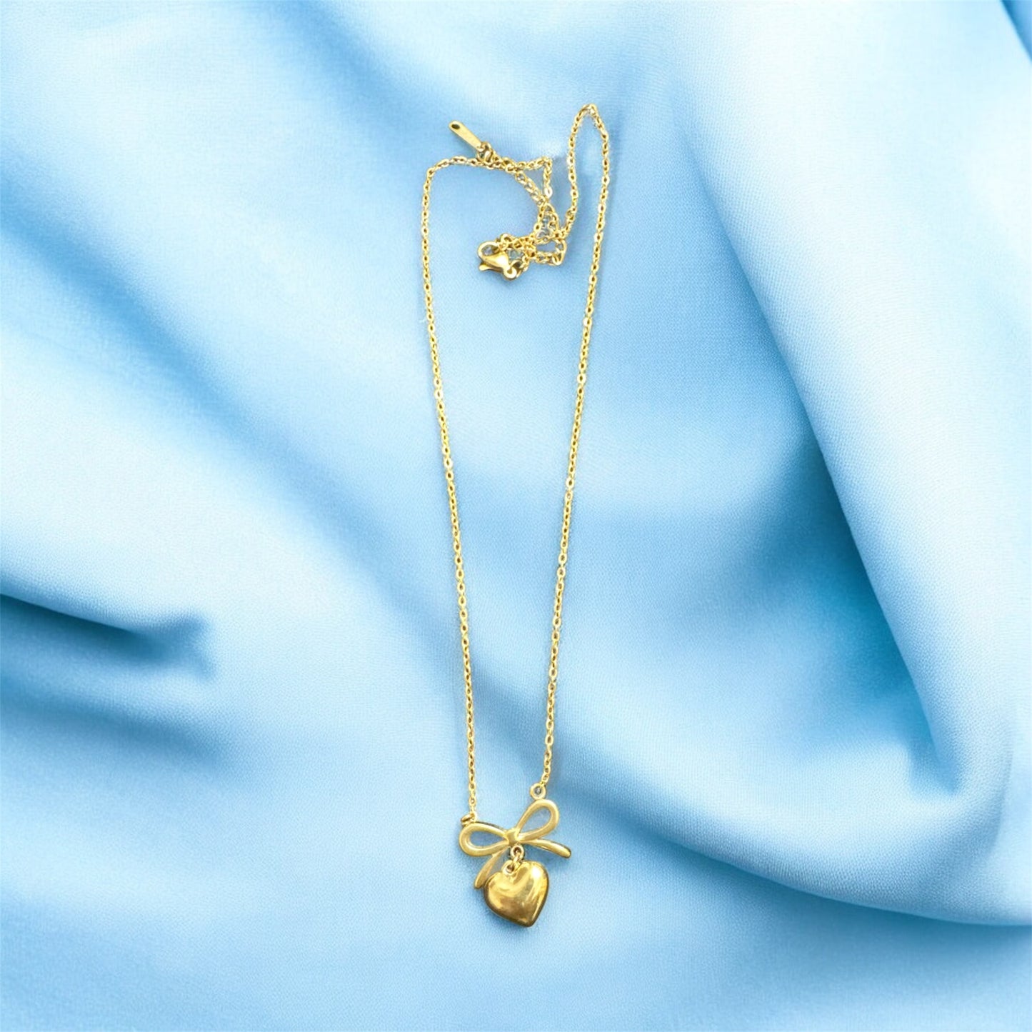 Bow Heart Chain Necklace