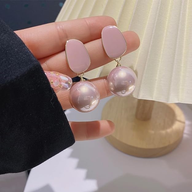 Pink Pearl Drop Earrings