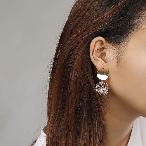 Golden Round Drop Earring