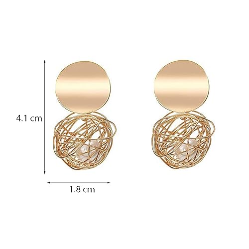 Golden Round Drop Earring