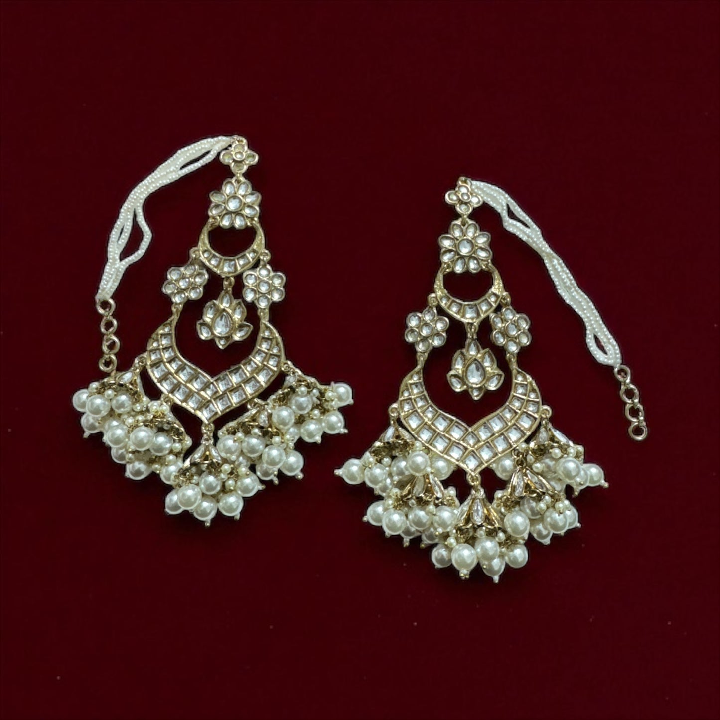 White Kan Chain Earrings