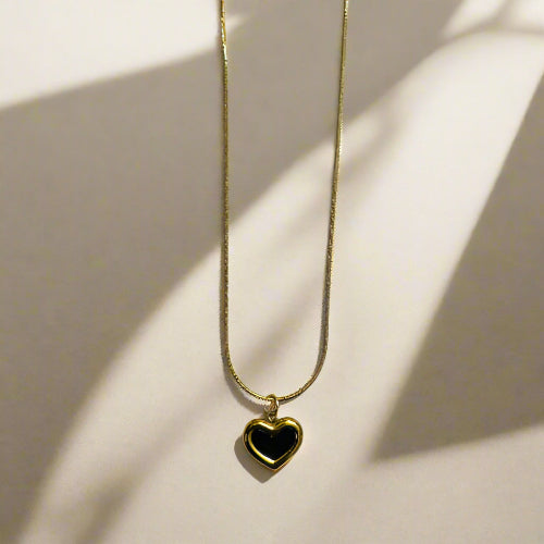 Dainty Black Heart Chain