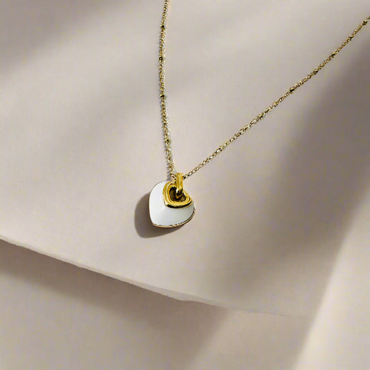 Enamel White Heart Necklace