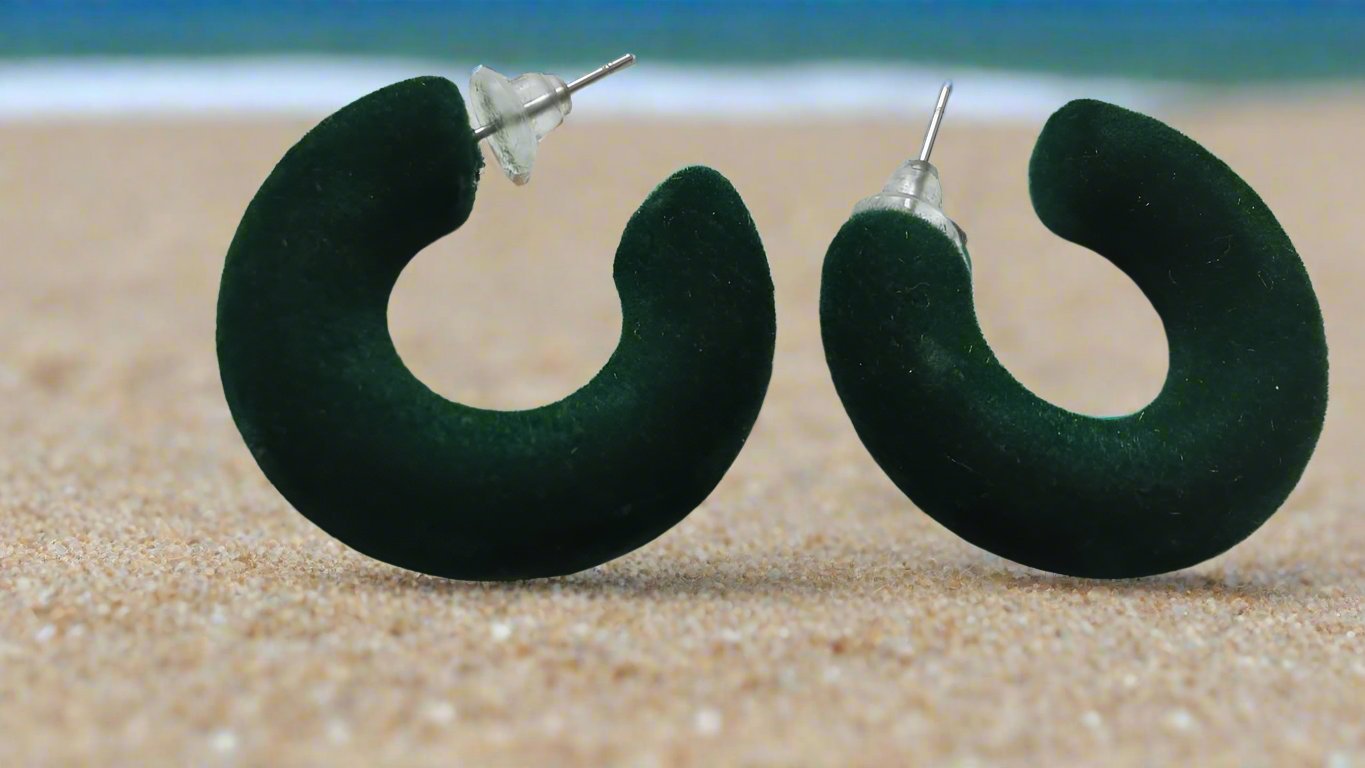 Green Velvet Hoop Earrings