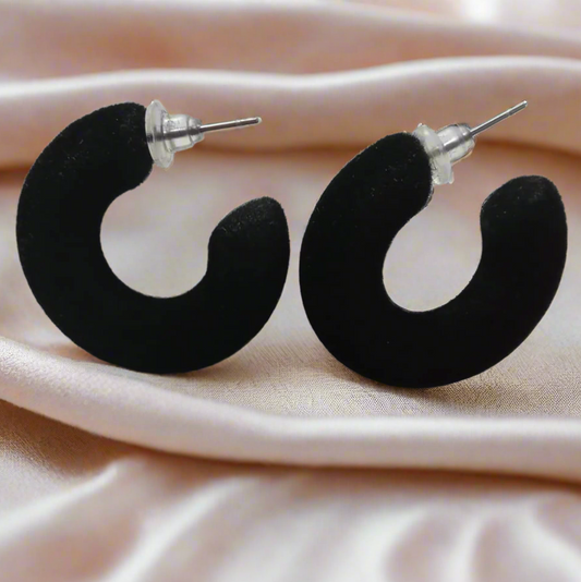 Black Velvet Hoop Earrings