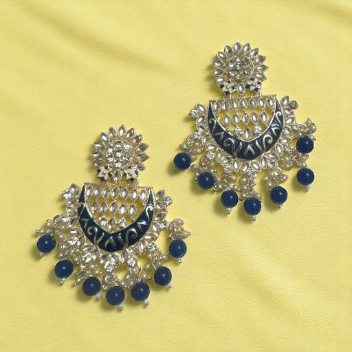 Royal Blue Meenakari Chandbali