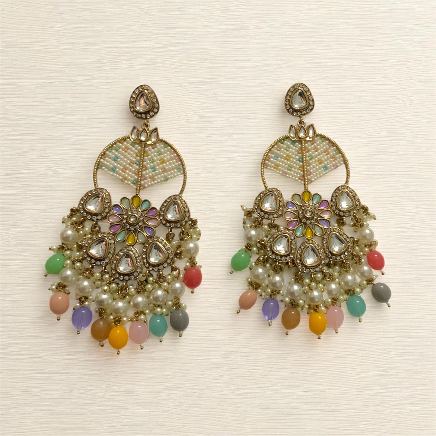 Ivory Multicolour Pearl Chandbali