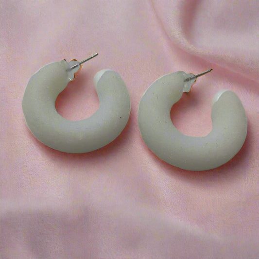 Cream Velvet Hoop Earrings