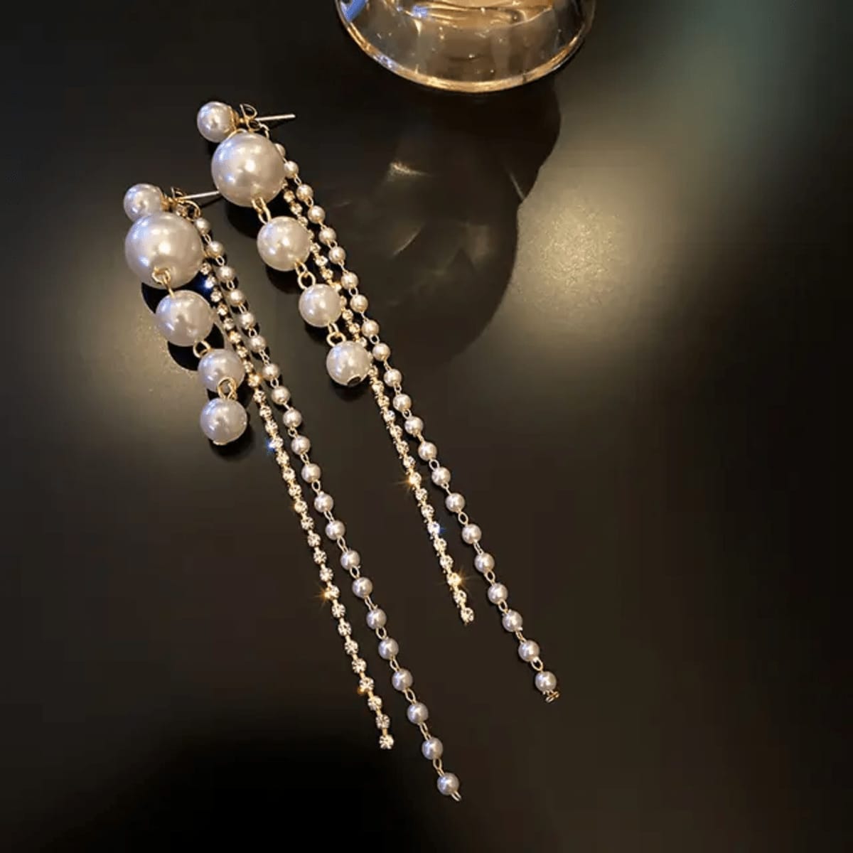 Long White Pearl Drop Hangings