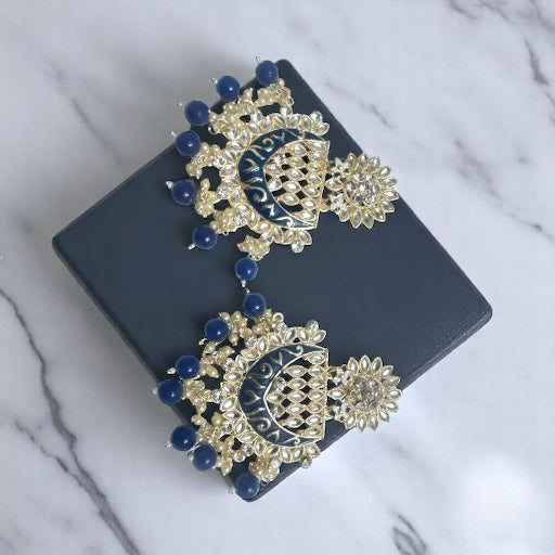 Royal Blue Meenakari Chandbali