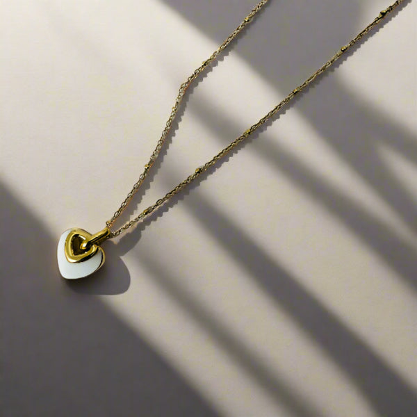 Enamel White Heart Necklace