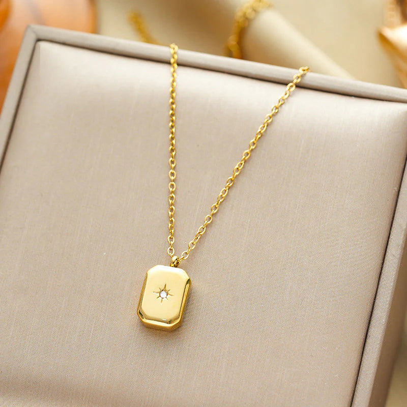 Brick Stone Embedded Necklace