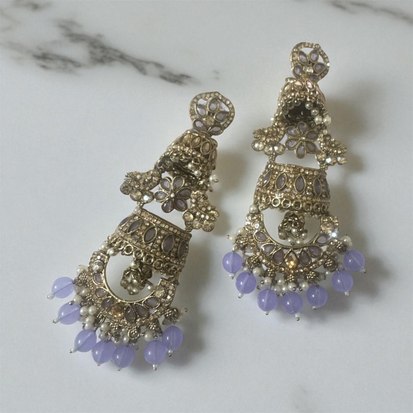 Lavender Jhumar Chandbali