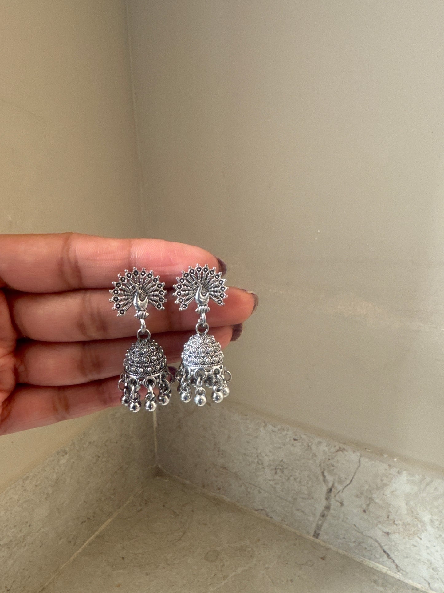 Oxidised Peacock JHUMKA