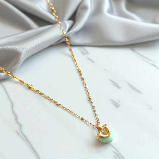 Blue Enamel Heart Necklace