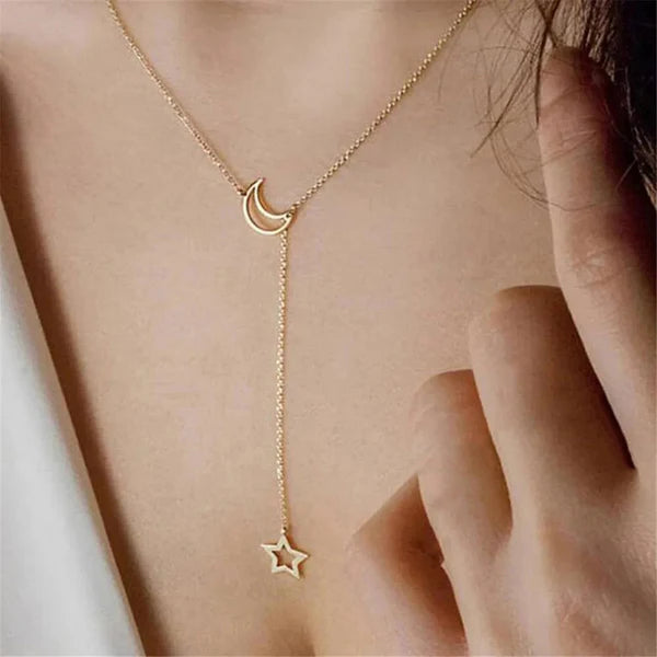 Gold Plated Moon-Star Necklace