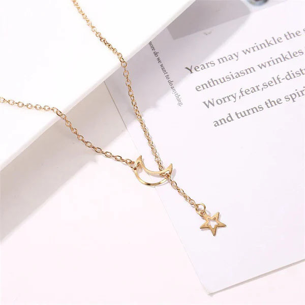 Gold Plated Moon-Star Necklace