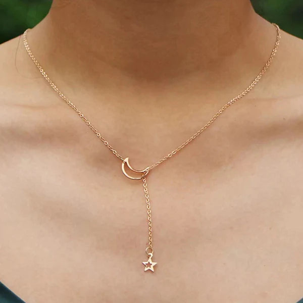 Gold Plated Moon-Star Necklace