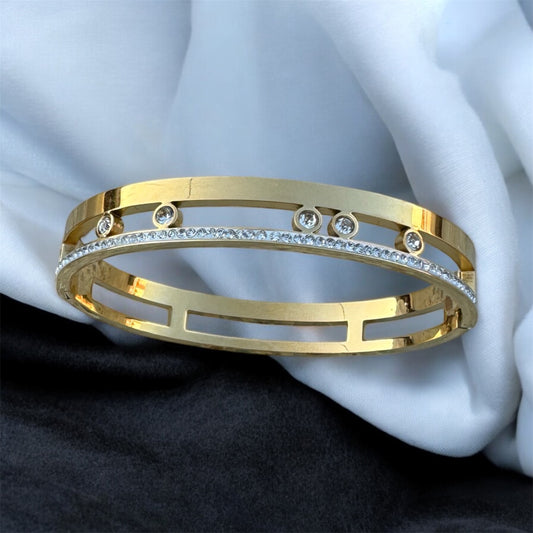Golden AD Embedded Stainless Steel Bracelet