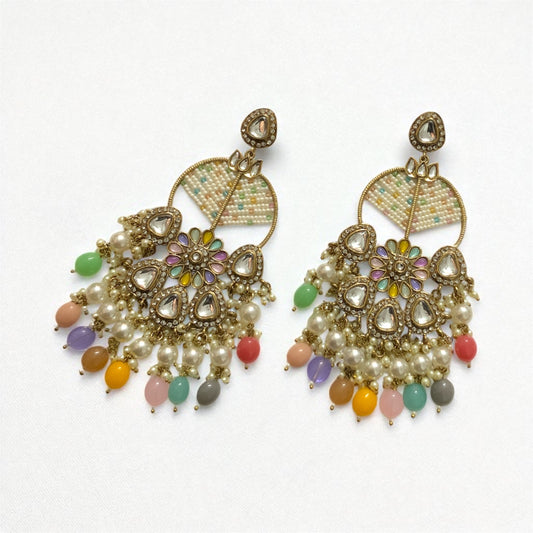 Ivory Multicolour Pearl Chandbali
