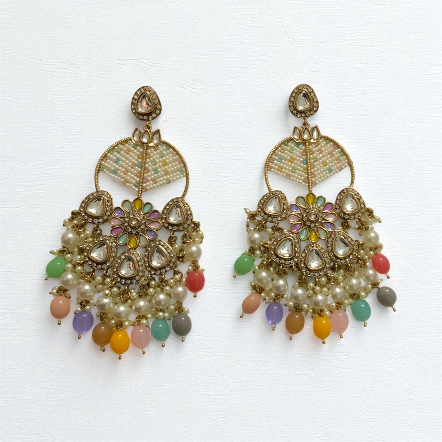 Ivory Multicolour Pearl Chandbali