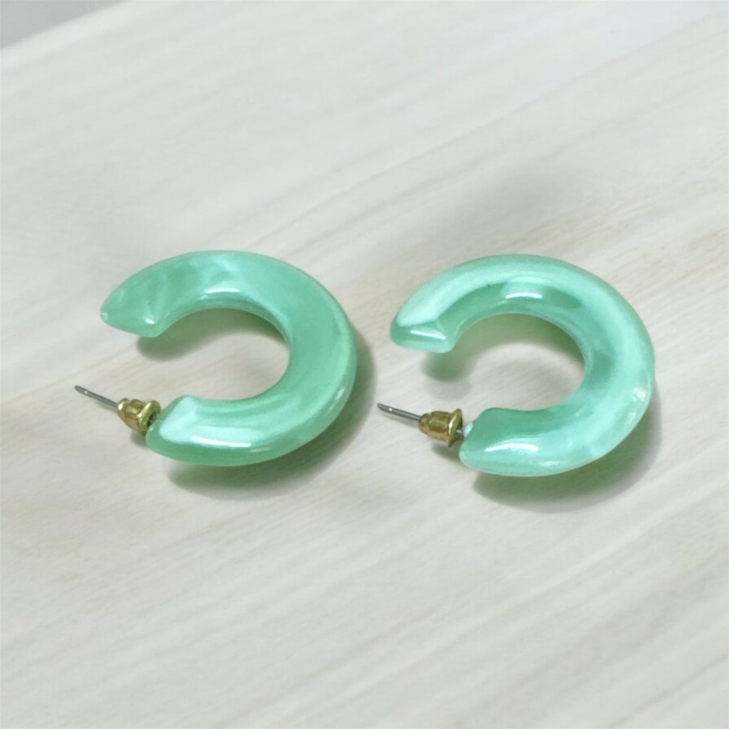 Pastel Green Hoop Earrings