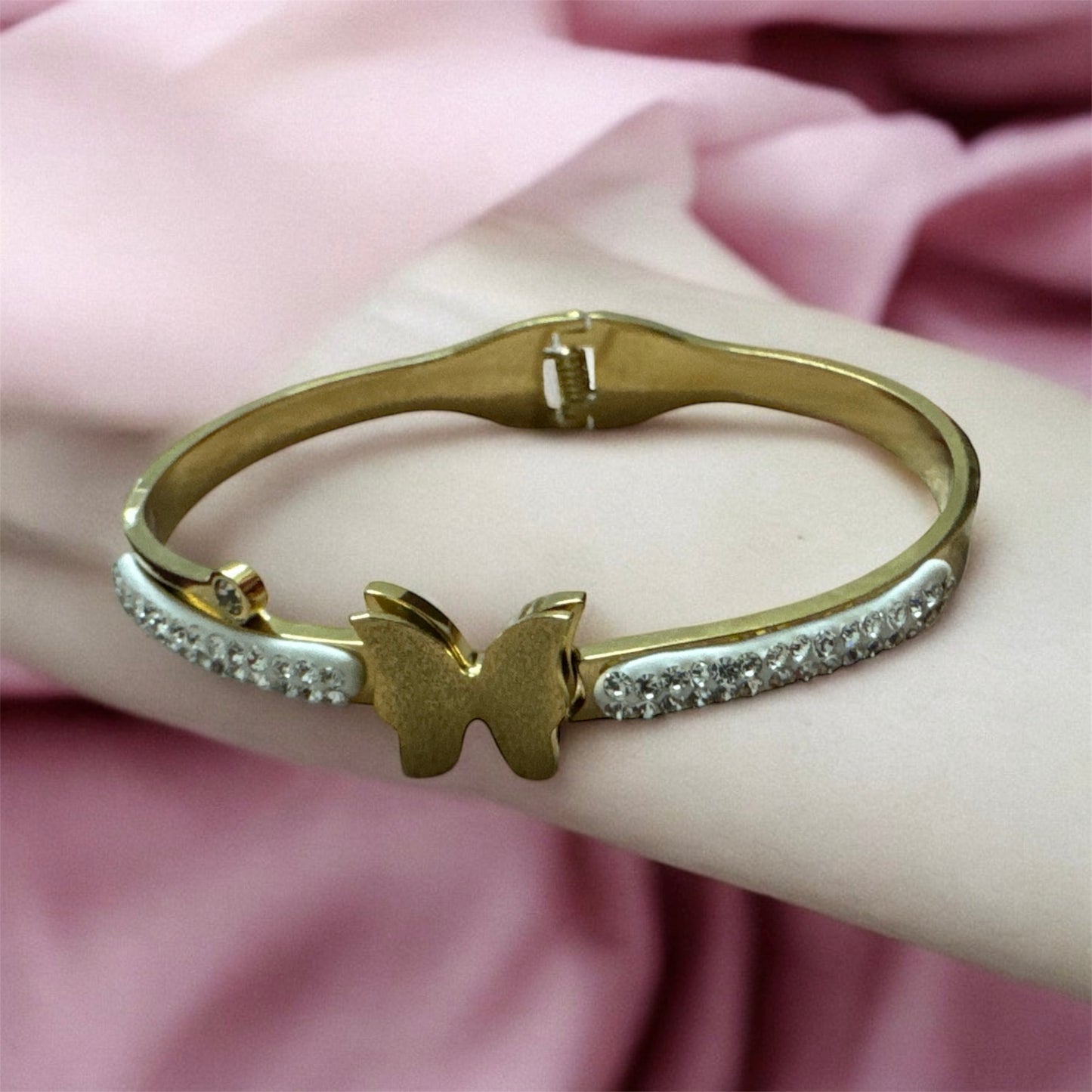 Butterfly AD Embedded Stainless Steel Bracelet