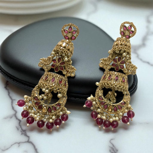 Rani Pink Jhumar Chandbali