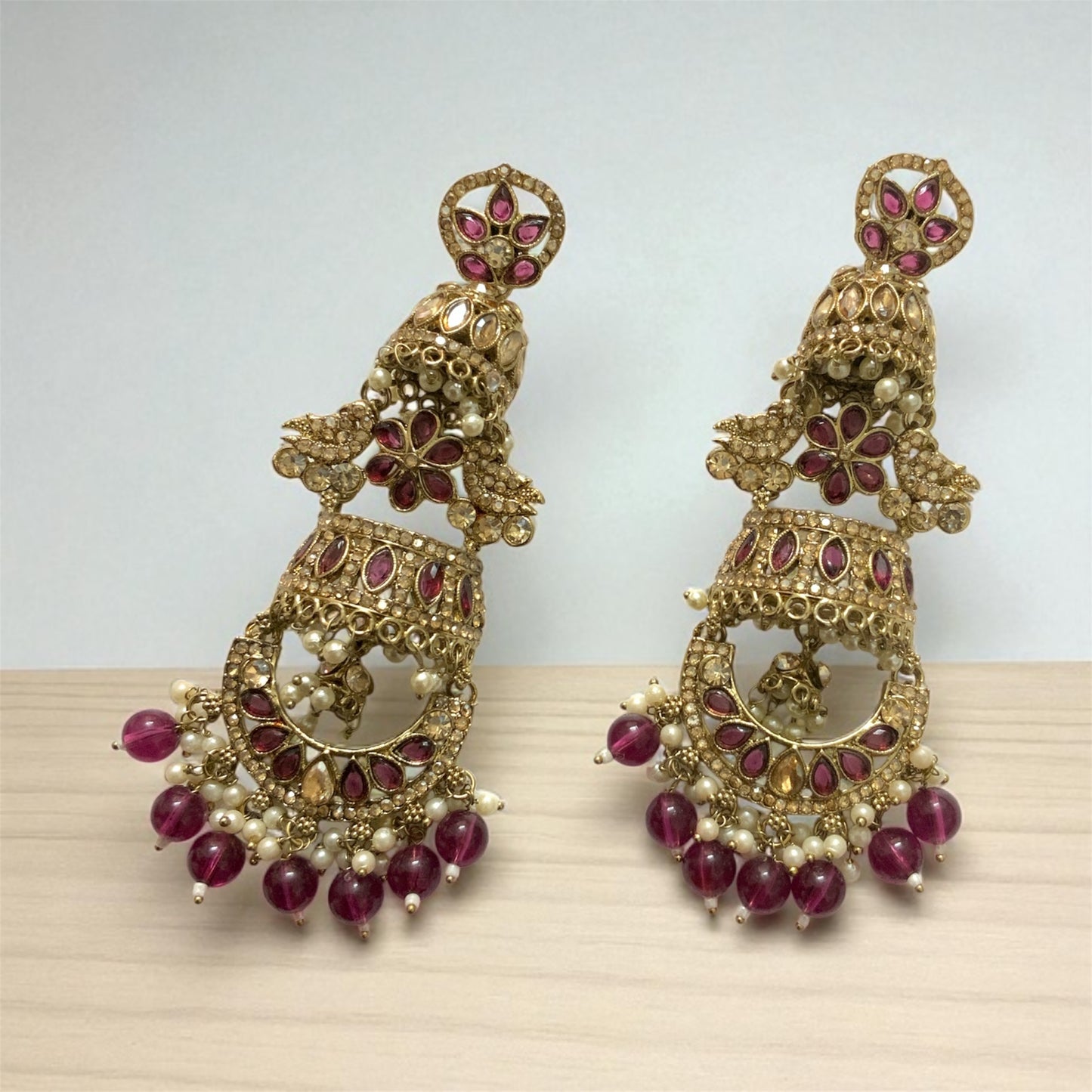 Rani Pink Jhumar Chandbali